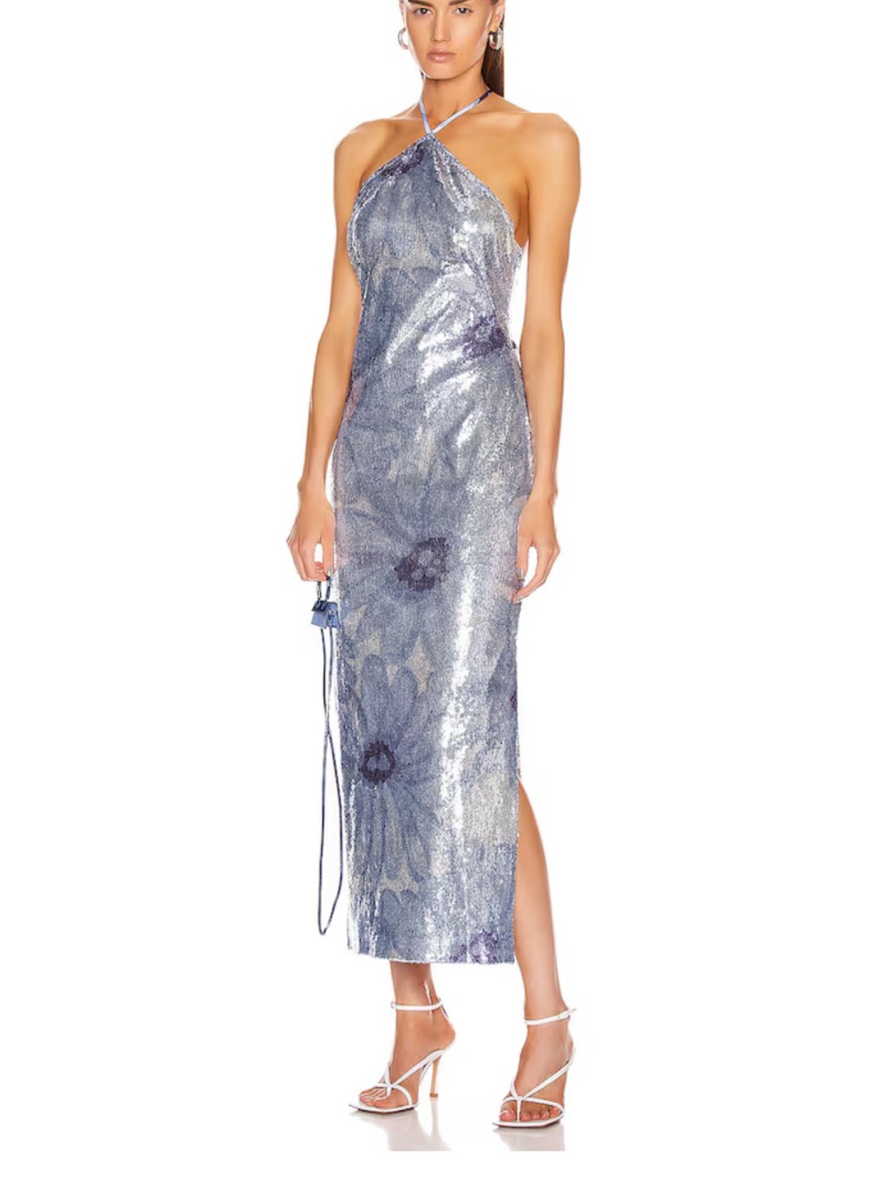 Jacquemus Silver Blue Halter Maxi Dress